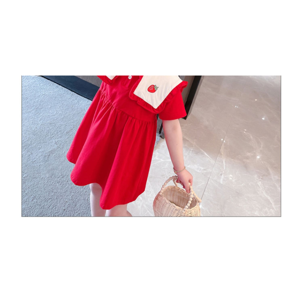 ⚡ SIÊU SALE ⚡ - Váy đầm bé gái mùa hè. Hoạ tiết dâu tây dễ thương, cotton co giãn thấm hút thoáng mát - HG106
