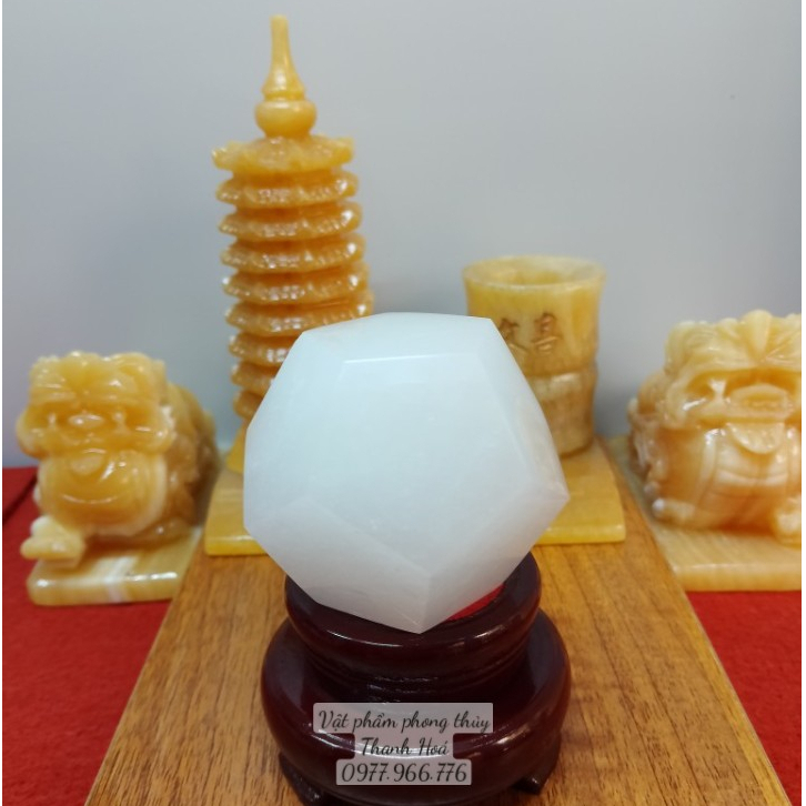 Quả Cầu Đá Thach Anh 12 Mặt Màu Trắng - Đá Phong Thủy
