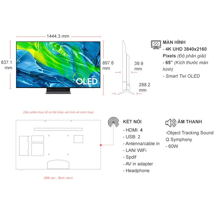 Smart Tivi OLED Samsung 4K 65 inch QA65S95BAKXXV