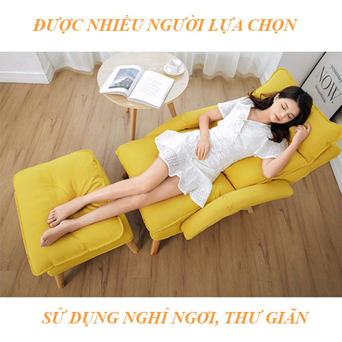 Ghế Thư Giãn Cao Cấp, Ghế Lười Sofa, Ghế Sofa Mini Bọc Tay Happy_Home, Ghế Bành Nữ Hoàng Kèm Đôn Nhiều Màu