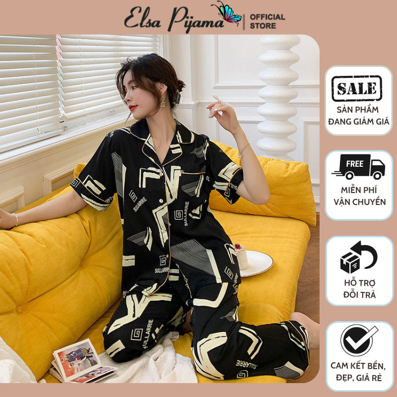 Bộ Lụa Mặc Nhà Pijama Nữ Chất Lụa Cao Cấp Mát Mềm Mịn Elsa Pijama