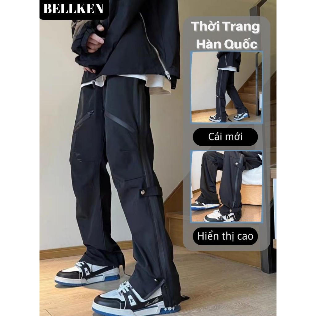 Quần Jogger nam Túi Hộp Đa Năng Dáng Suông, Jogger, Giả Yếm , Chất vải dày co giãn hàng xuất dư