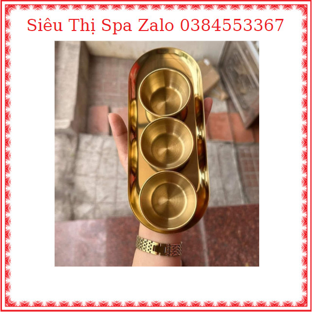 Khay inox, chén inox mạ vàng sang trọng dụng cụ spa thẩm mỹ viện