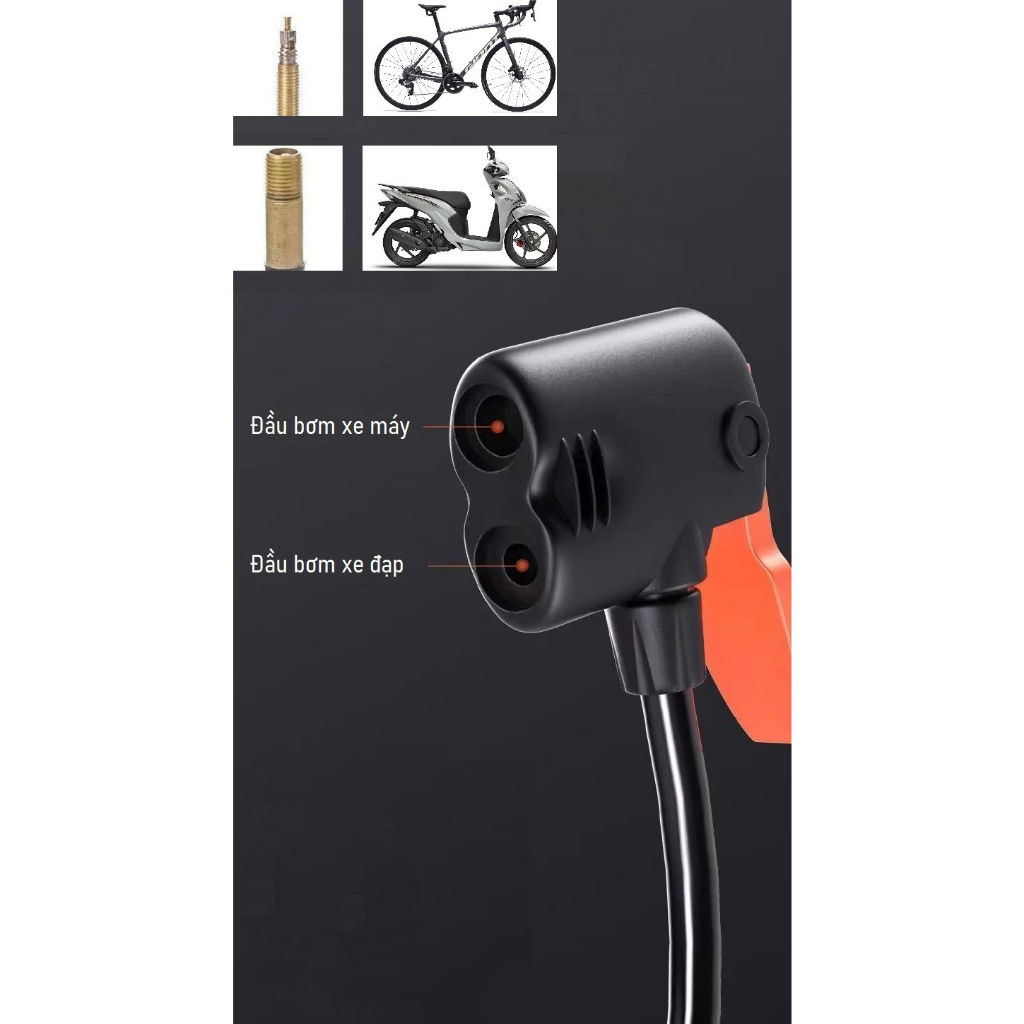 Bơm mini đạp chân 2 xilanh Sois Store nhỏ gọn tiện lợi dành cho xe máy, xe đạp