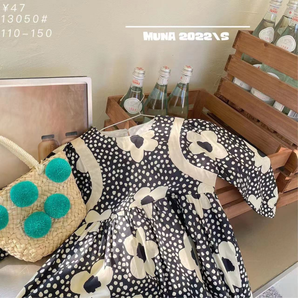 Đầm babydoll thô mềm hoạ tiết chấm bi