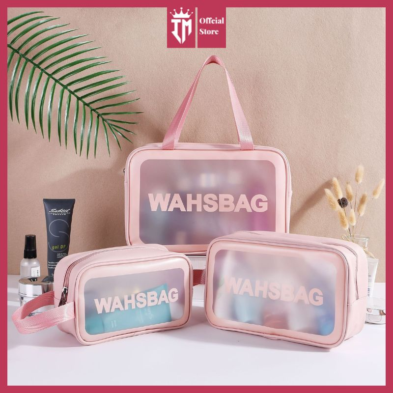 Túi đựng mỹ phẩm đồ du lịch WASHBAG không thấm nước, túi đựng đồ trang điểm trong suốt 3 size tiện lợi