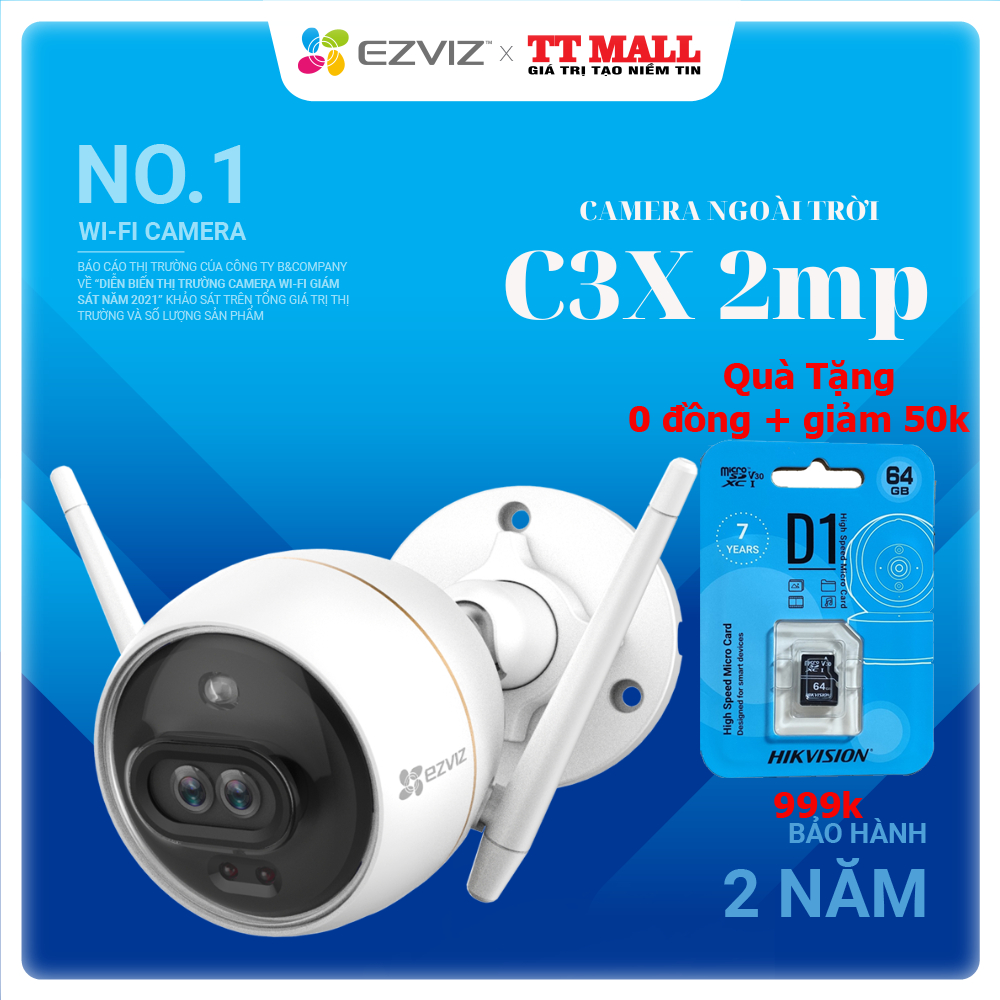Camera ip wifi thông minh ezviz c3x ống kính kép siêu nét, công nghệ AI