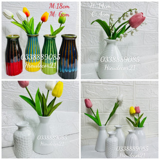 Lọ hoa tulip, lọ hoa lụa, để bàn decor siêu đẹp