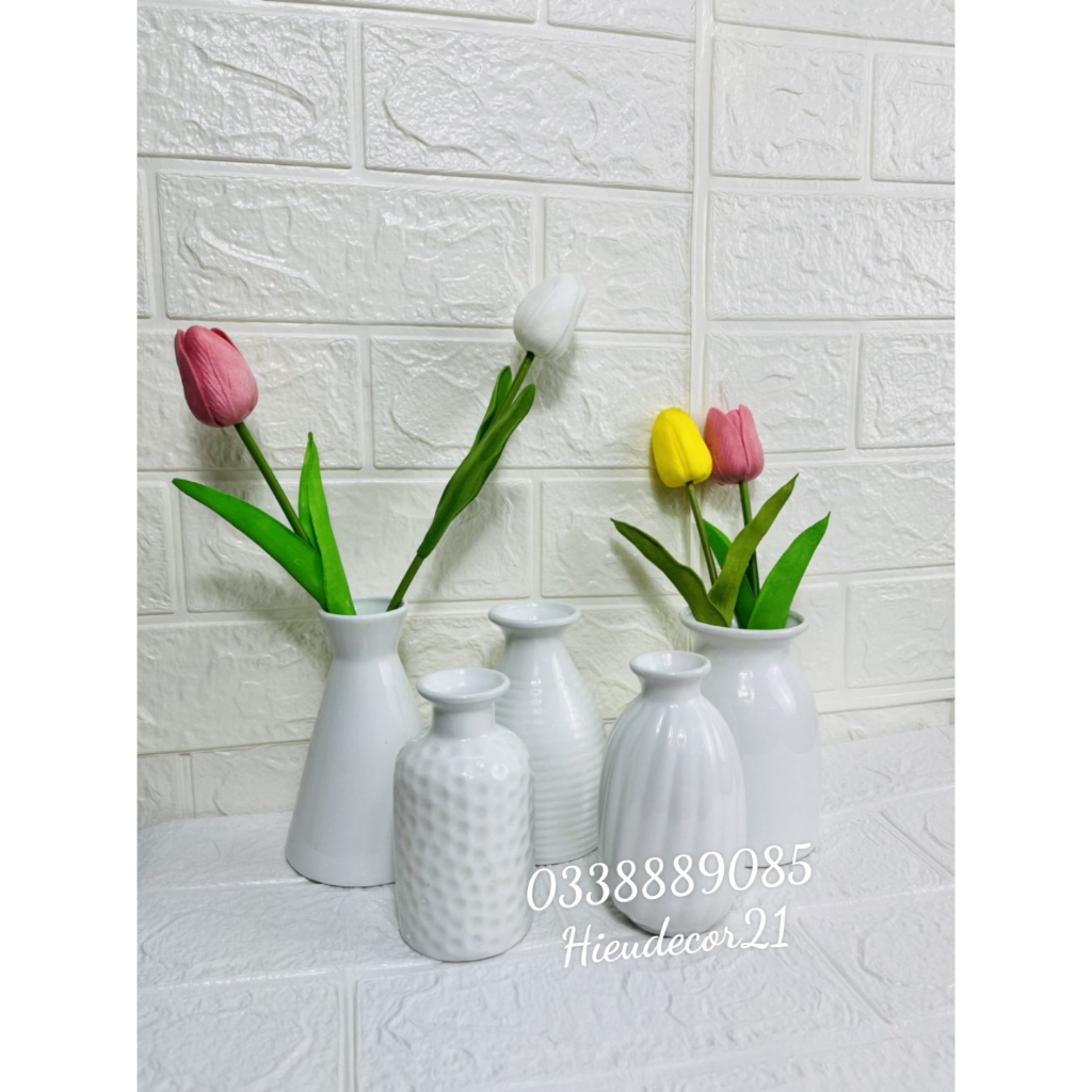 Lọ hoa tulip, lọ hoa lụa, để bàn decor siêu đẹp