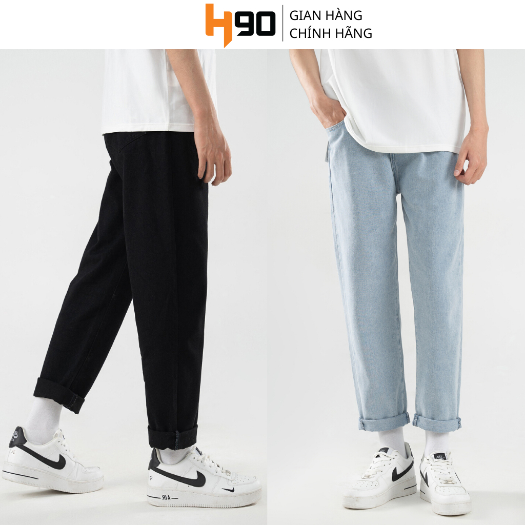 Quần Bò Baggy Nam H90 4 Màu Dáng Suông Rộng Chất Jean Cotton Không Co Giãn Giữ Phom, Bền Màu TRJ013