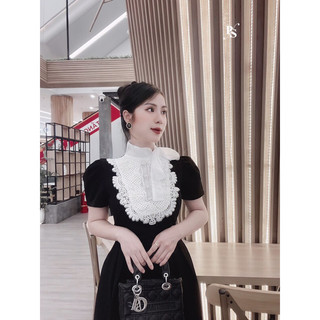 (sỉ lẻ váy thiết kế) váy tuyết mưa phối ren