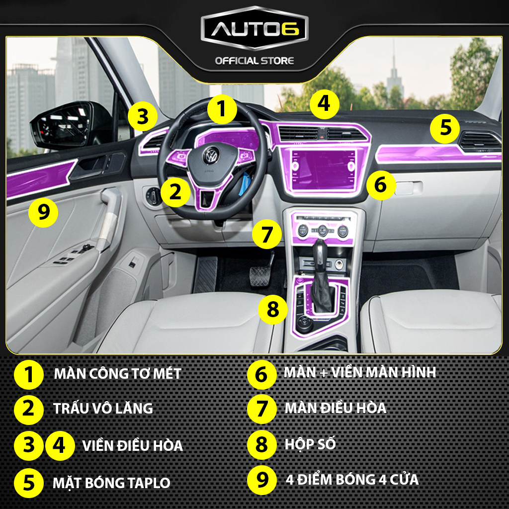 VOLKSWAGEN TIGUAN 2017-2023 - Phim PPF dán bảo vệ nội thất ô tô - AUTO6 &lt;Chống xước và che mờ các vết xước cũ&gt;