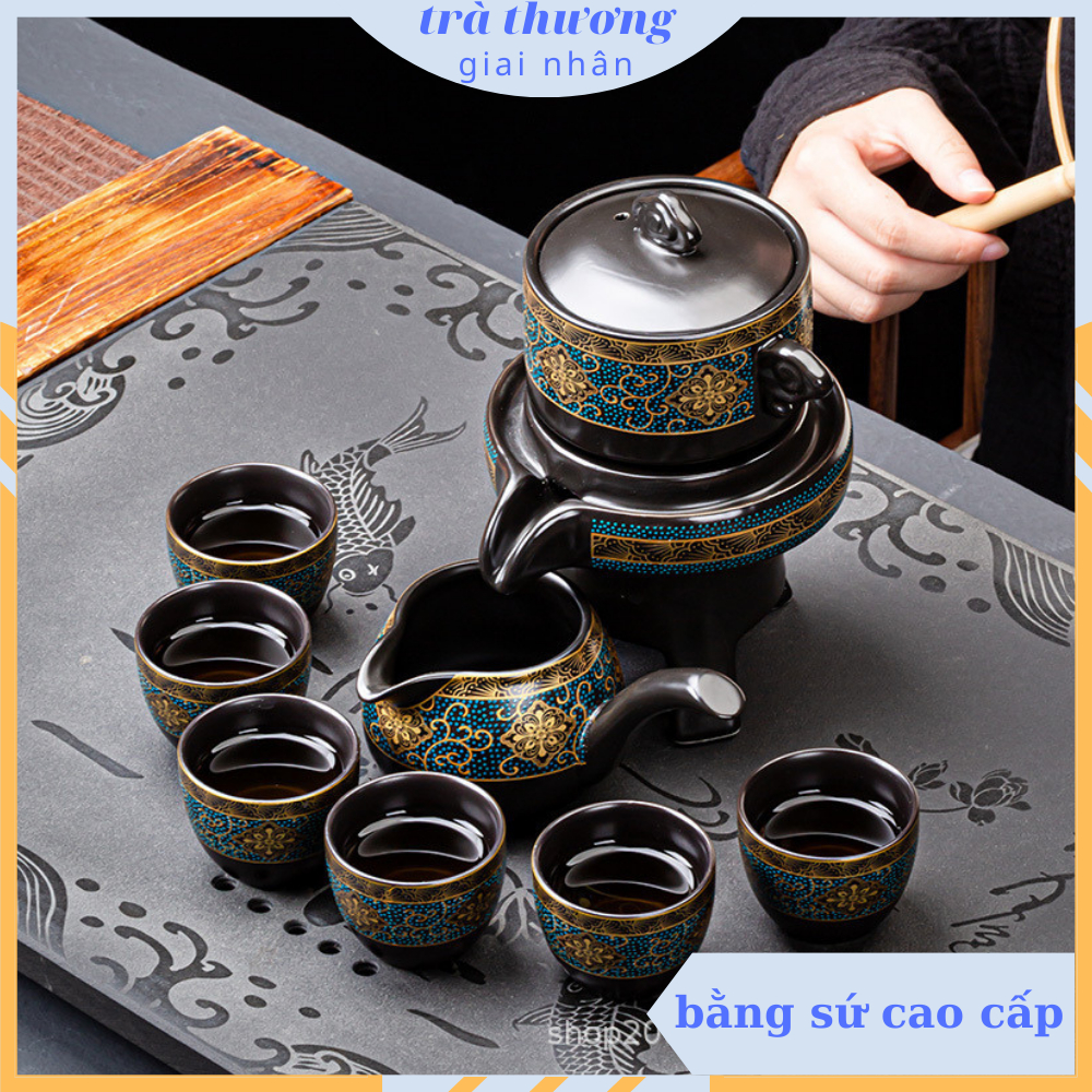 Bộ ấm Trà Cối Xay Chất Men Cao Cấp