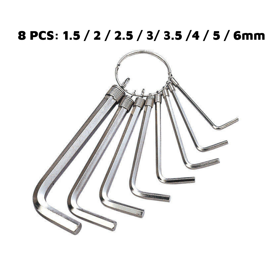 Bộ khoá lục giác 8 size mạ crom cực kỳ cao cấp, sang trọng, khoá lục giác giúp sửa chữa vật dụng tiện lợi  - Huy Tưởng