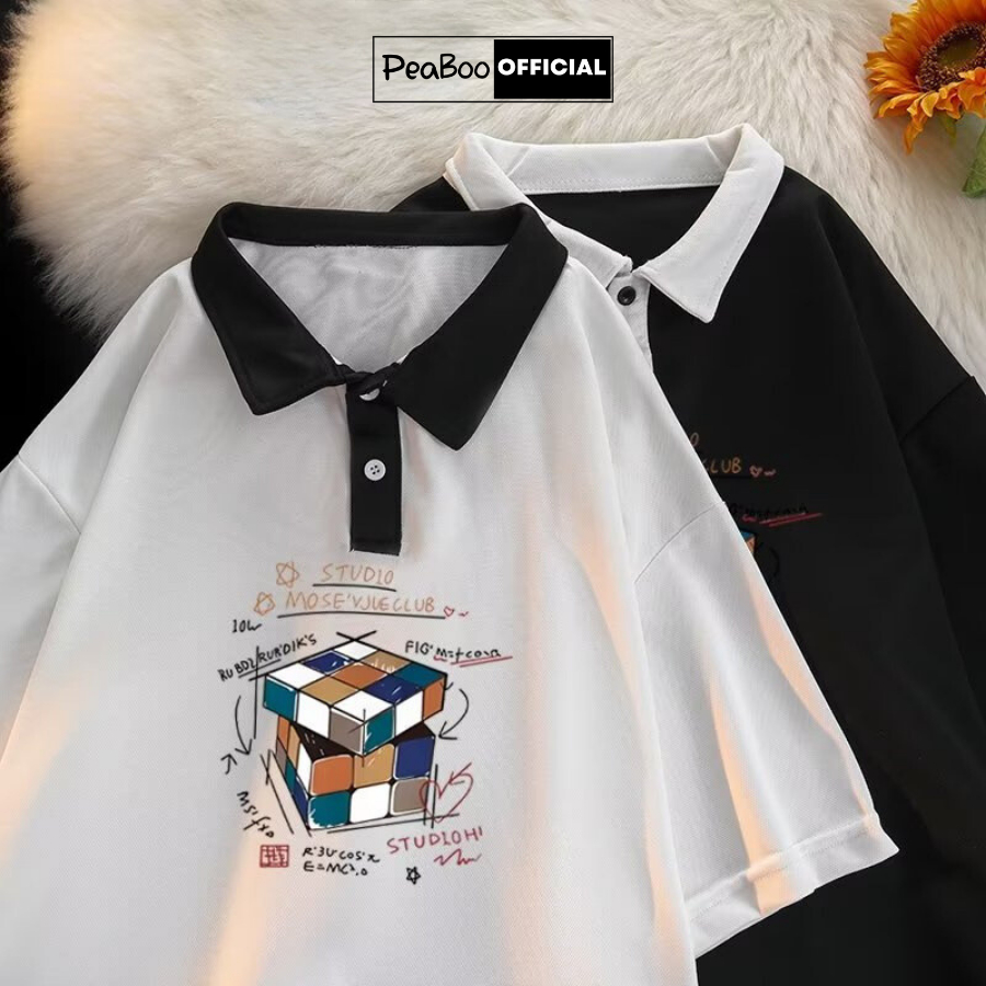 [Mã BMLT35] Áo Phông Polo Unisex PEABOO Mã PL RUBIC Local Brand Form Rộng Cổ Phối Màu Đẹp Chất Cotton Nam Nữ | BigBuy360 - bigbuy360.vn