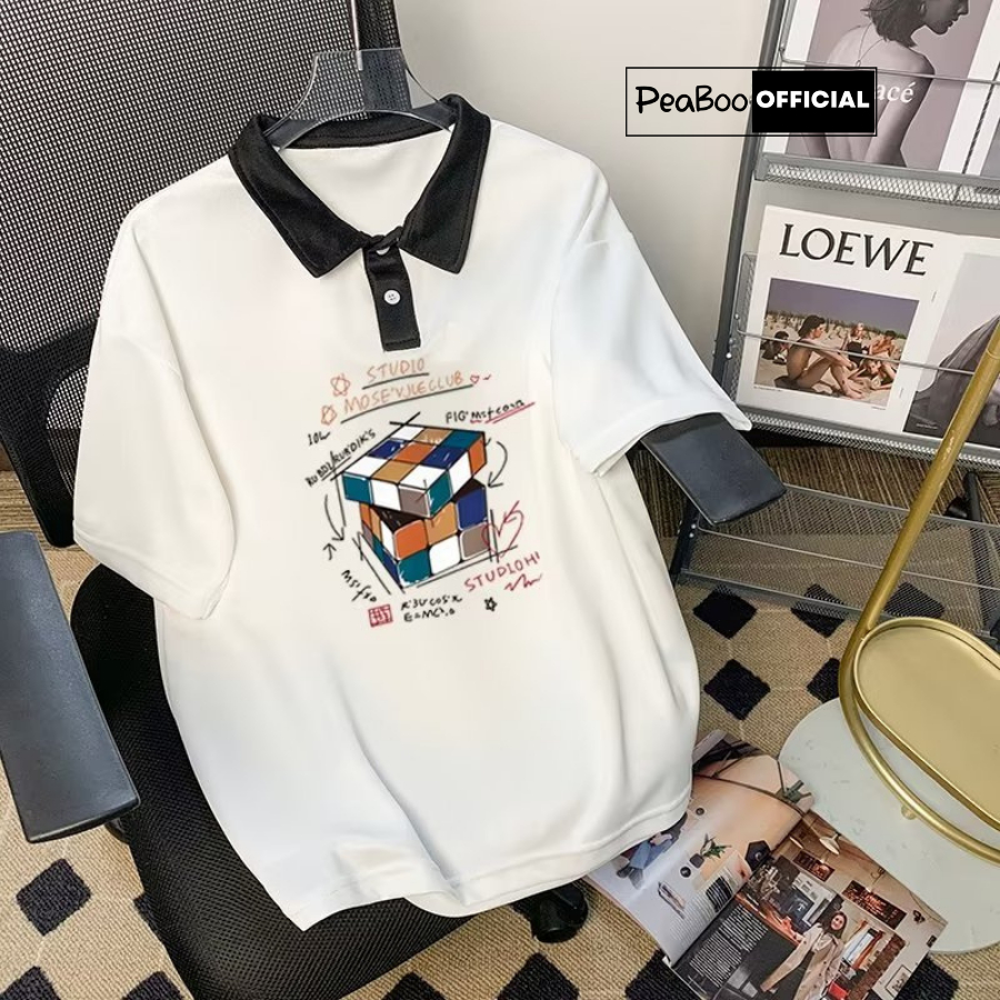[Mã BMLT35] Áo Phông Polo Unisex PEABOO Mã PL RUBIC Local Brand Form Rộng Cổ Phối Màu Đẹp Chất Cotton Nam Nữ | BigBuy360 - bigbuy360.vn