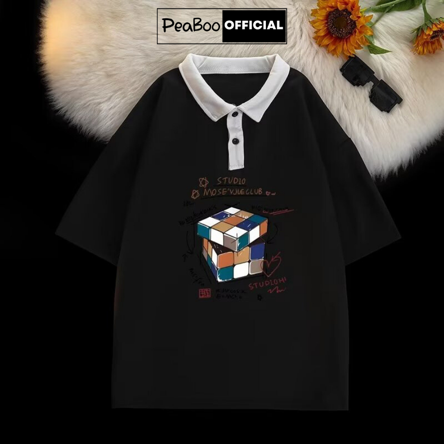 [Mã BMLT35] Áo Phông Polo Unisex PEABOO Mã PL RUBIC Local Brand Form Rộng Cổ Phối Màu Đẹp Chất Cotton Nam Nữ | BigBuy360 - bigbuy360.vn