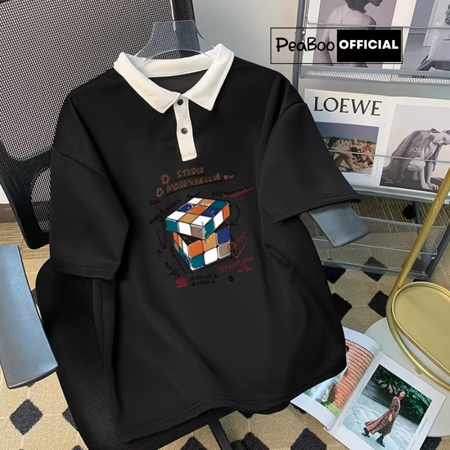 [Mã BMLT35] Áo Phông Polo Unisex PEABOO Mã PL RUBIC Local Brand Form Rộng Cổ Phối Màu Đẹp Chất Cotton Nam Nữ | BigBuy360 - bigbuy360.vn