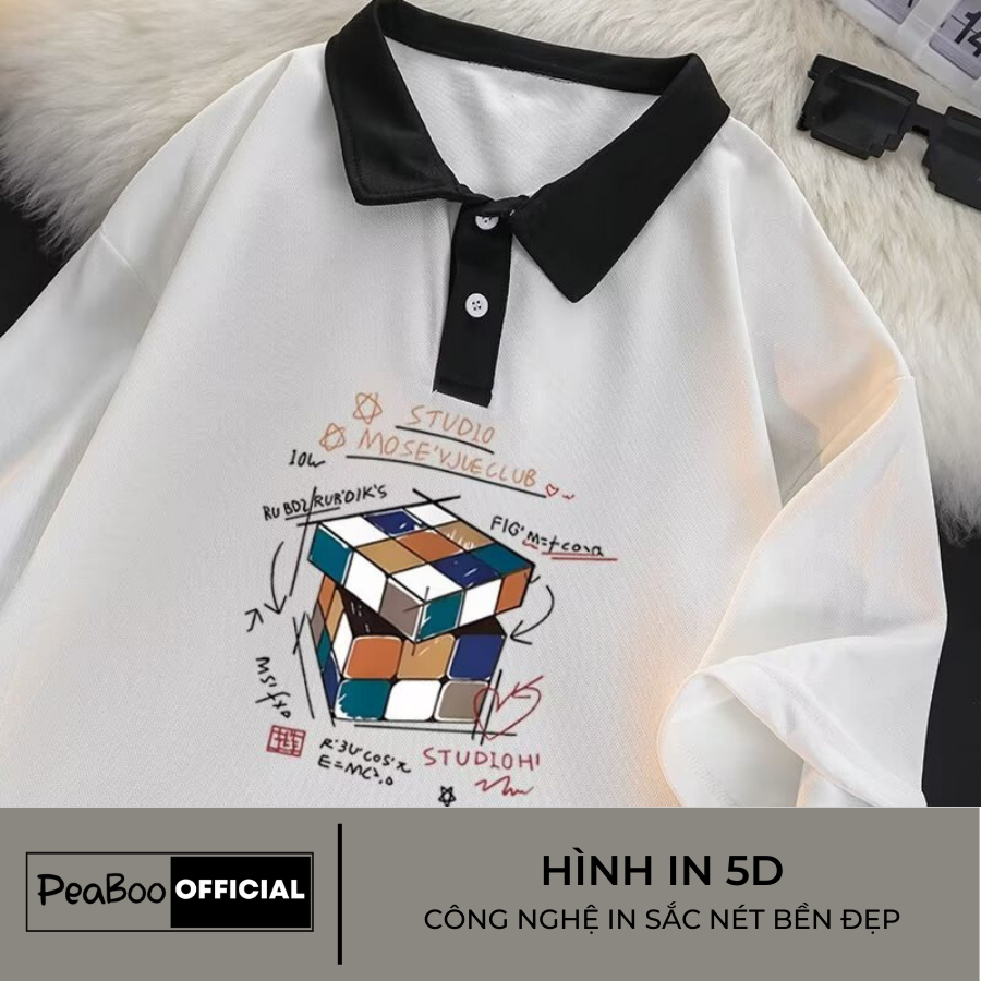 [Mã BMLT35] Áo Phông Polo Unisex PEABOO Mã PL RUBIC Local Brand Form Rộng Cổ Phối Màu Đẹp Chất Cotton Nam Nữ | BigBuy360 - bigbuy360.vn