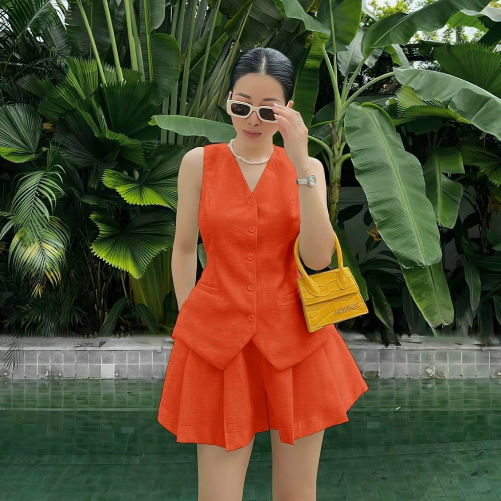 (Sale Freeship) Sét bộ đùi nữ thời trang hè mát mẻ,bộ thiết kế sát nách quần ống rộng có túi chất thun xốp cao cấp