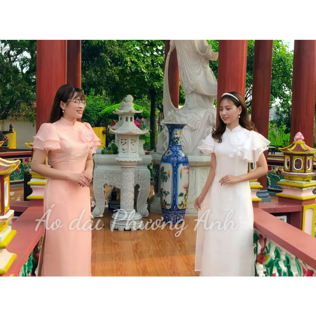 Áo dài cách tân đẹp, áo dài cánh tiên kết hoa đi đám cưới đẹp