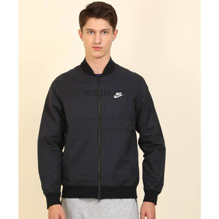 Áo khoác bomber nam Nike chính hãng 1 lớp màu đen chất vải 62% Cotton 38% Nylon có túi 2 bên