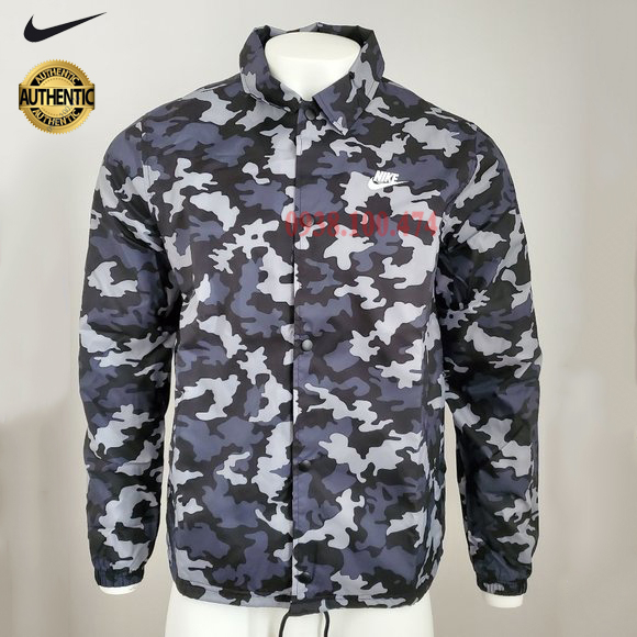 Áo khoác thể thao 2 lớp đi mưa Nike chính hãng nam khóa nút bấm không mũ lớp ngoài chống thấm nước trong lót cách nhiệt