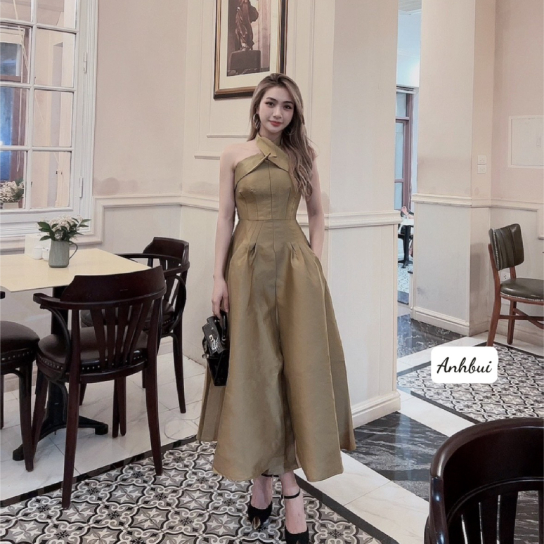 Váy Cổ Yếm Xoè Bồng Tiệc Tùng Sang Xịn - Đầm Nữ Thời Trang Phong Cách Tiểu Thư Sang Chảnh