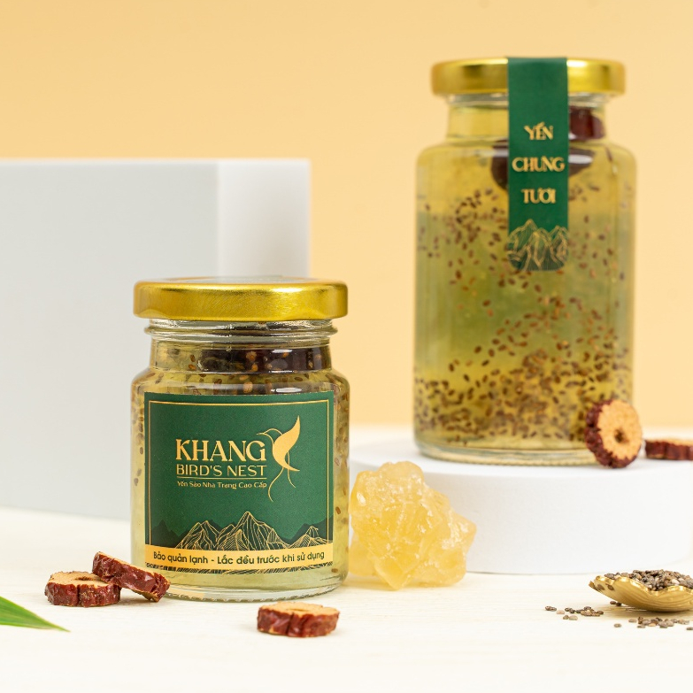 Yến chưng tươi lá dứa hạt chia táo đỏ YẾN SÀO KHANG hũ thủy tinh 75ml/150ml