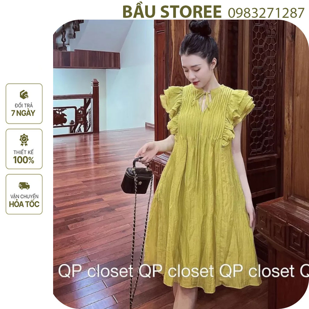 VÁY BẦU CÔNG SỞ MÙA HÈ ĐẸP SANG CHẢNH-ĐẦM BẦU MÙA HÈ BABAYDOLL SUÔNG TAY BÈO LY NGỰC