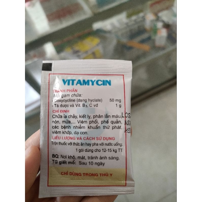 Vitamycin 5g - Kháng sinh chó mèo chữa kiết lỵ đi ngoài, viêm phổi.