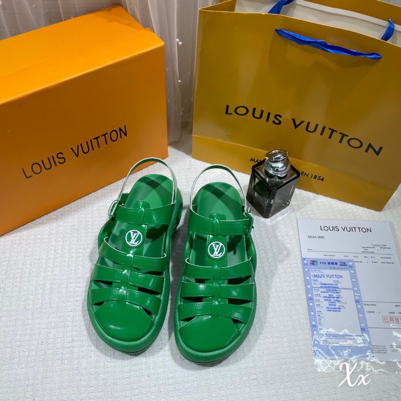 Sandal rọ lv đế cao da bóng fullbox qccc