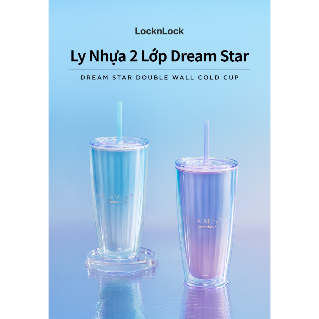 Ly Nhựa 2 Lớp Lock&Lock Dream Star Double Wall Cold Cup 750ml Kèm Ống Hút HAP522