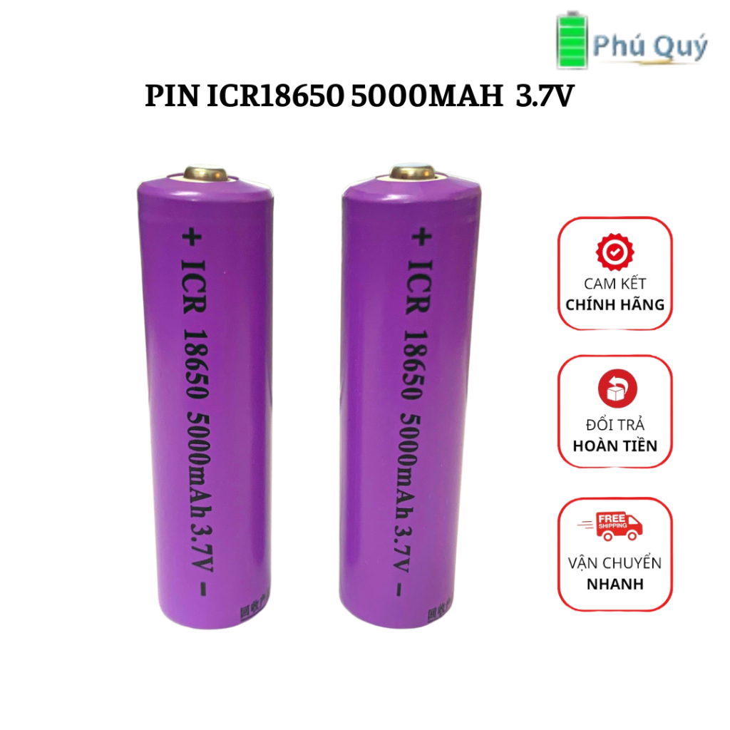 PIN ĐẦU NHÔ ICR 18650 5000MAH 3.7V-CHÍNH HÃNG