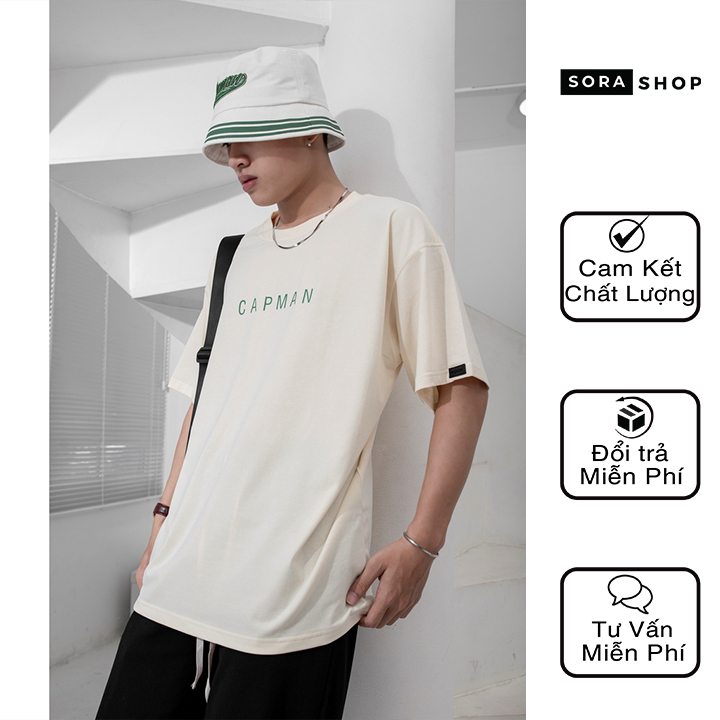 Áo thun ,phông CAPMAN, áo đôi nam nữ unisex dáng basic form rộng tay lỡ - A004