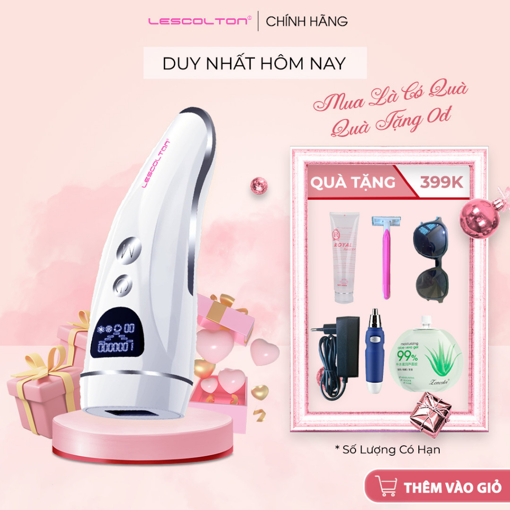 Máy triệt lông lạnh mini vĩnh viễn LESCOLTON tích hợp 3 chức năng triệt lạnh,trẻ hóa da, trị thâm thế hệ mới nhất