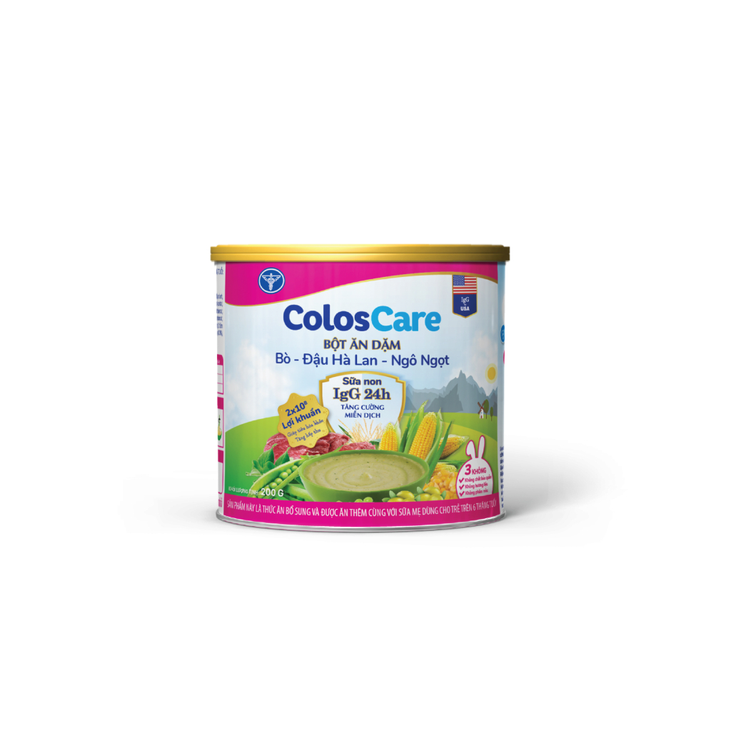 Bột ăn dặm ColosCare vị bò đậu hà lan ngô ngọt - bổ sung sữa non IgG24h (200g)