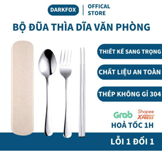 Bộ thìa đũa nĩa inox 304 cho dân văn phòng, sinh viên, đi picnic dã ngoại BMD02