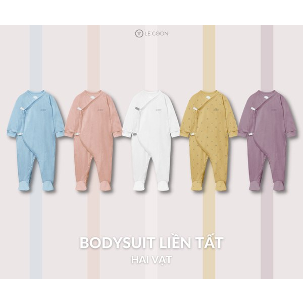 [CHÍNH HÃNG] Bodysuit dài tay liền tất 2 vạt Le coon