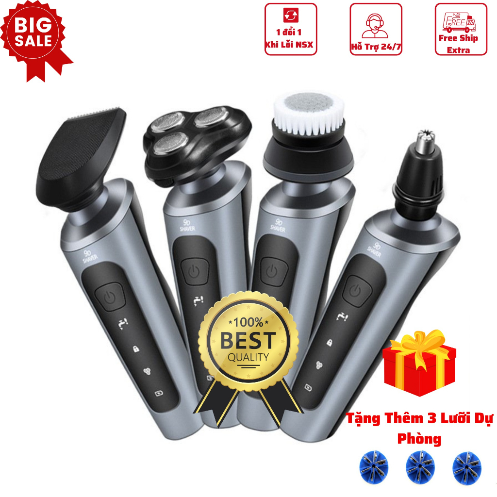 Máy cạo râu đa năng 9D Shaver 4 trong 1 - Bảo hành 12 tháng - Quà tặng đặc biệt tặng thêm 3 lưỡi dự phòng thay thế