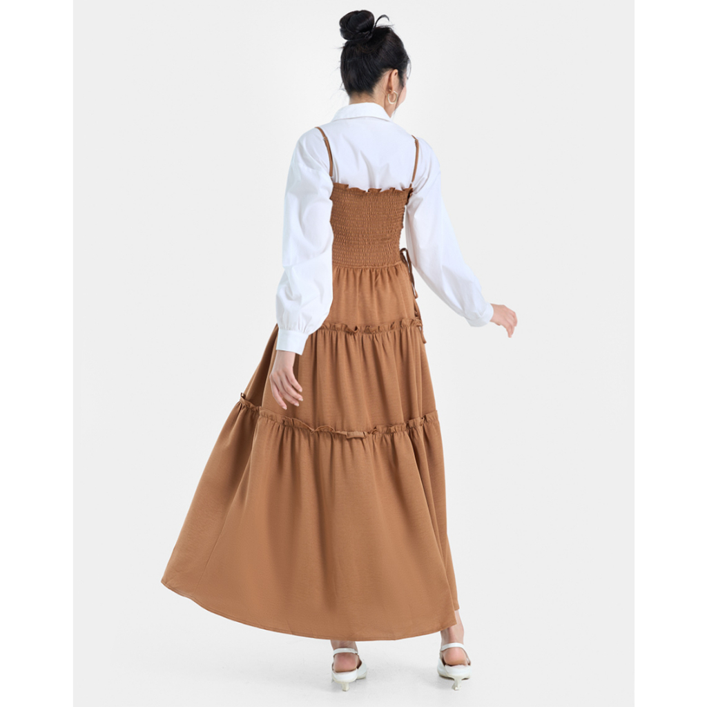 Đầm Dài Nữ Thời Trang JUNO dáng maxi hai dây smocking JNDDA001