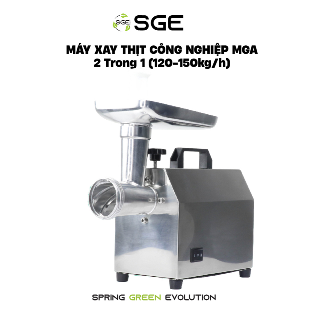 Máy Xay Thịt Công Nghiệp SGE MGA Đa Chức Năng Có Thể Lắp Thêm Đầu Cắt Tiêu Chuẩn Inox304 Công Suất Lớn, Dễ Vệ Sinh