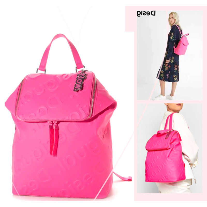 -Balo rucksack vừa laptop 16inch  Dezigual rucksack backpack--neon và hồng fuchsia