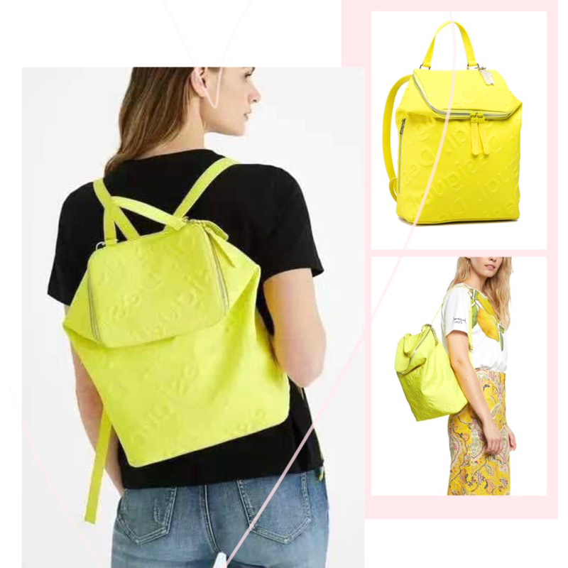 -Balo rucksack vừa laptop 16inch  Dezigual rucksack backpack--neon và hồng fuchsia