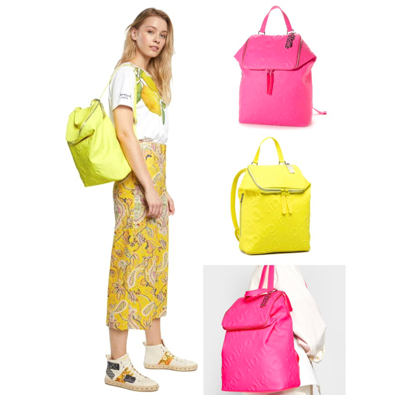 -Balo rucksack vừa laptop 16inch  Dezigual rucksack backpack--neon và hồng fuchsia