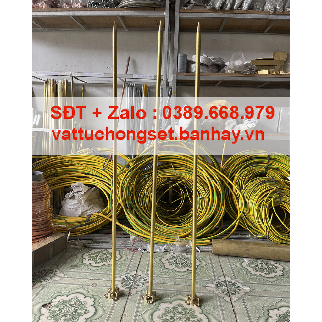 Kim Thu Sét Đồng Vàng Phi 16 dài 1m Có Chân Đế Đồng