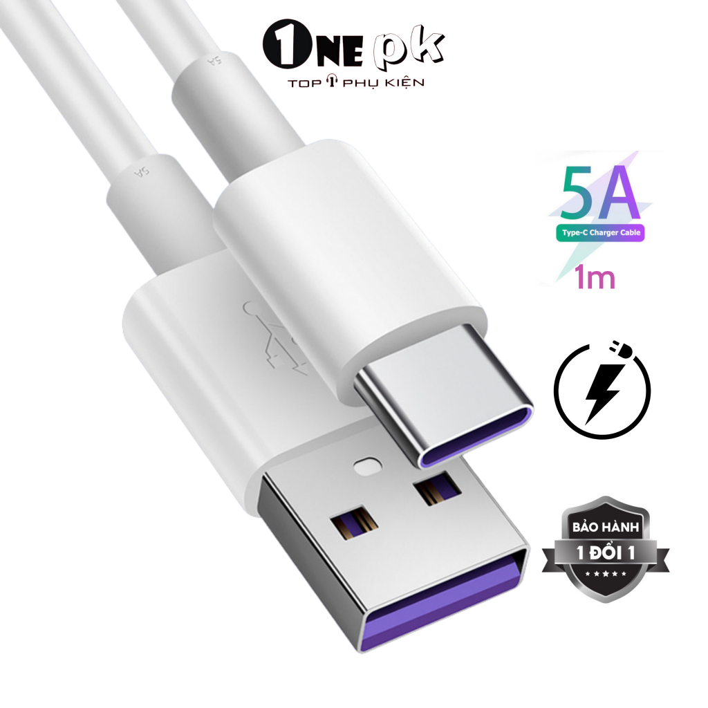 Cap sạc nhanh Type C 5A dài 1m chống gãy bảo vệ pin cho android