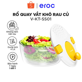 Rổ Quay Rau Cao Cấp Không Làm Nát Rau Ráo Nước Nhanh Eroc V-KT-SS01 SALAD SPINNER [Dung Tích 4L] - Hàng Chính Hãng Eroc