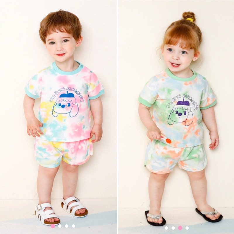(90,100,110,130)Bộ hè, áo, quần lẻ cotton unbon mbpuse50 hoạ tiết màu loang