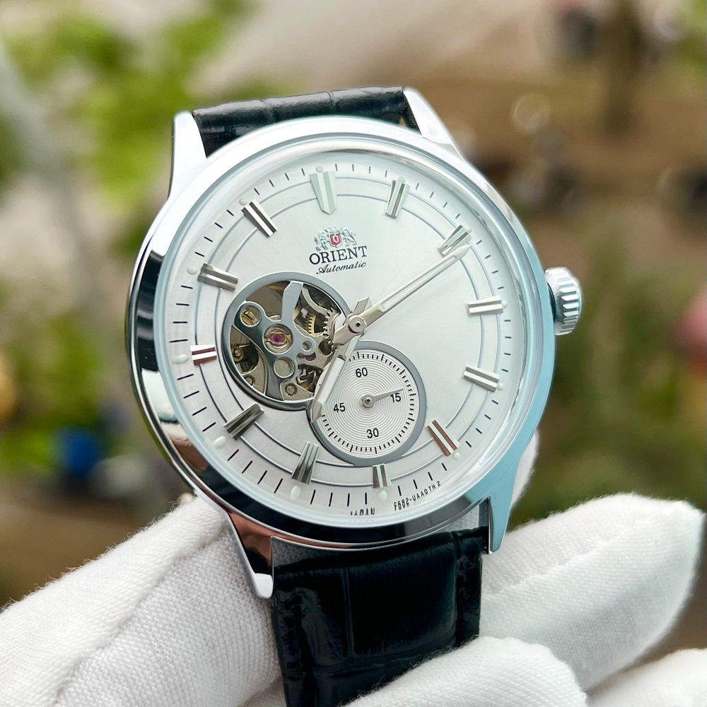 Đồng hồ nam Orient automatic dây da máy cơ nhật